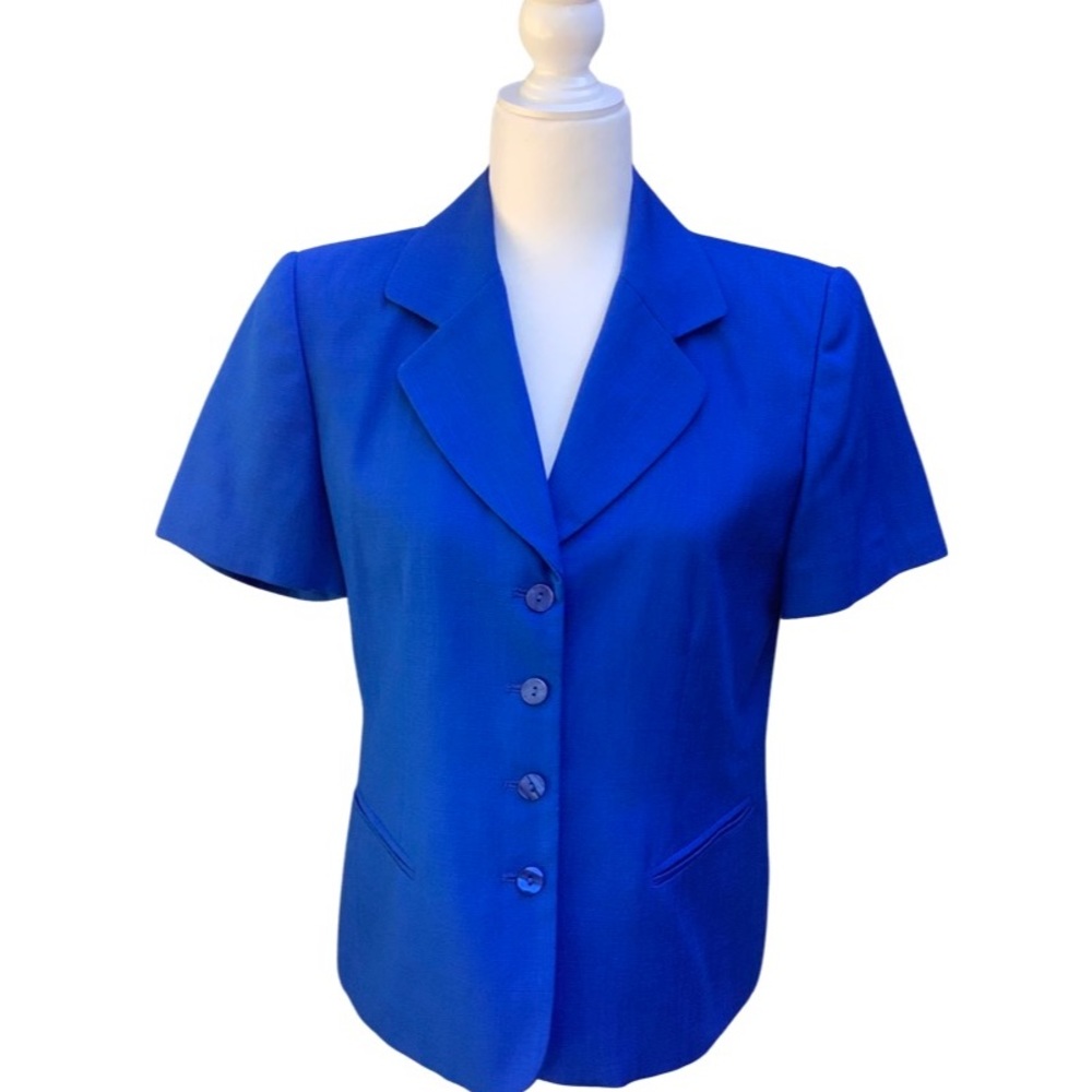 Joan Leslie Blue Short Sleeve Suit Jacket, 8P
